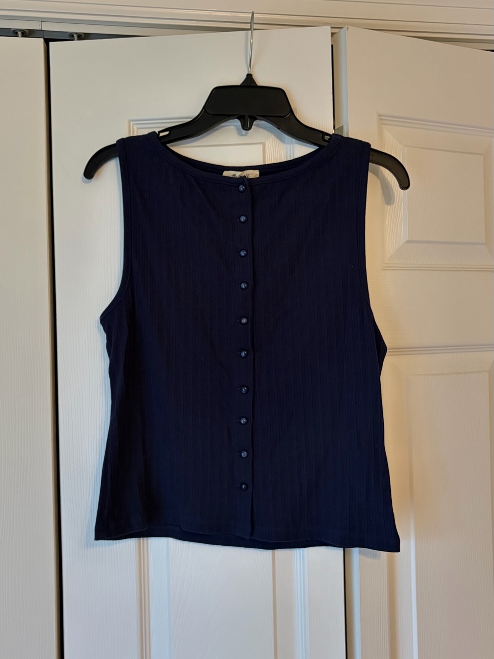 Madewell Navy Ribbed Boatneck Button Down Size Medium